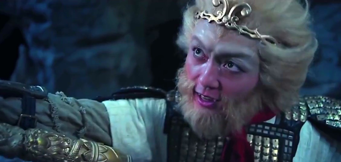 黑山老妖一掌把孙悟空打在石头内